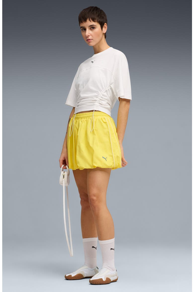 T7 Bubble Hem Miniskirt, Alternate, color, LEMON MERINGUE