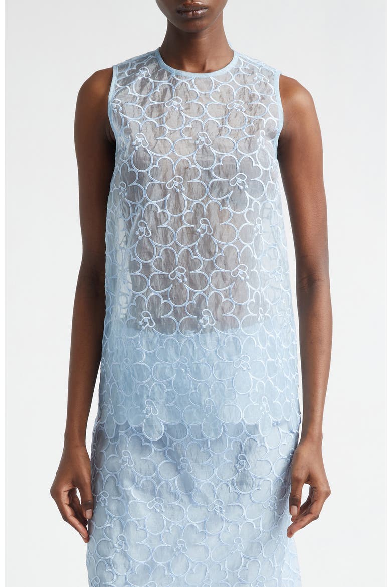 Cerise Floral Embroidered Organza Top, Main, color, LIGHT BLUE FELICIA EMBROIDERY