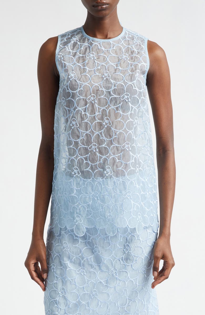 Cecilie Bahnsen Cerise Floral Embroidered Organza Top, Main, color, Light Blue Felicia Embroidery