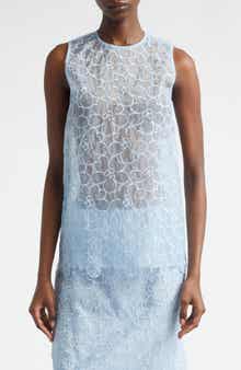 Cerise Floral Embroidered Organza Top