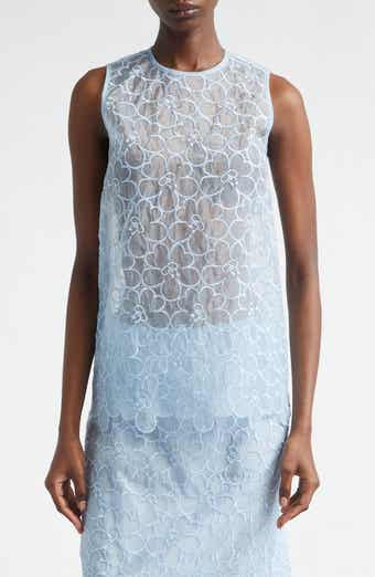 Cerise Floral Embroidered Organza Top