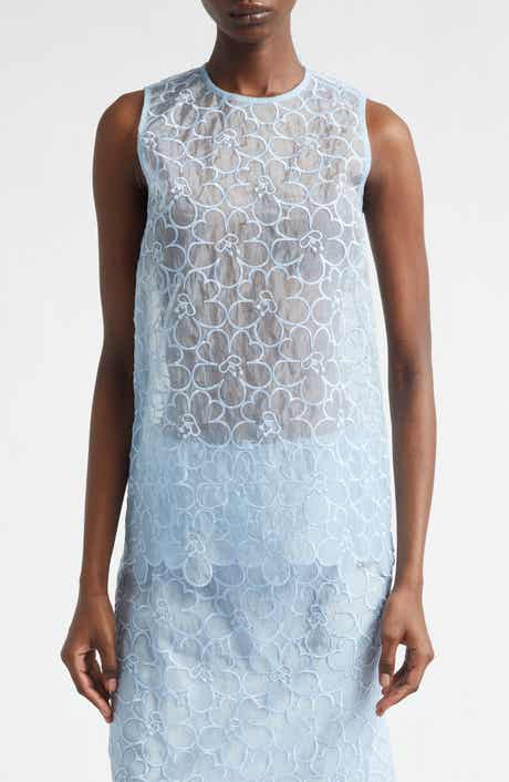 Cerise Floral Embroidered Organza Top
