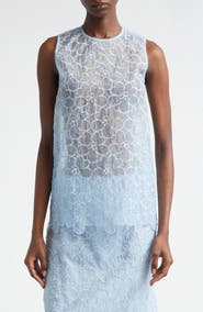 Cecilie Bahnsen Cerise Floral Embroidered Organza Top