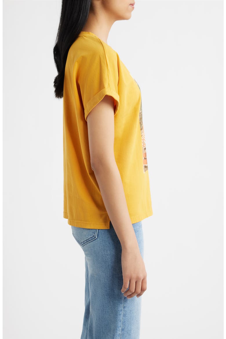 Cuffed Stretch Cotton Graphic T-Shirt, Alternate, color, MUSTARD