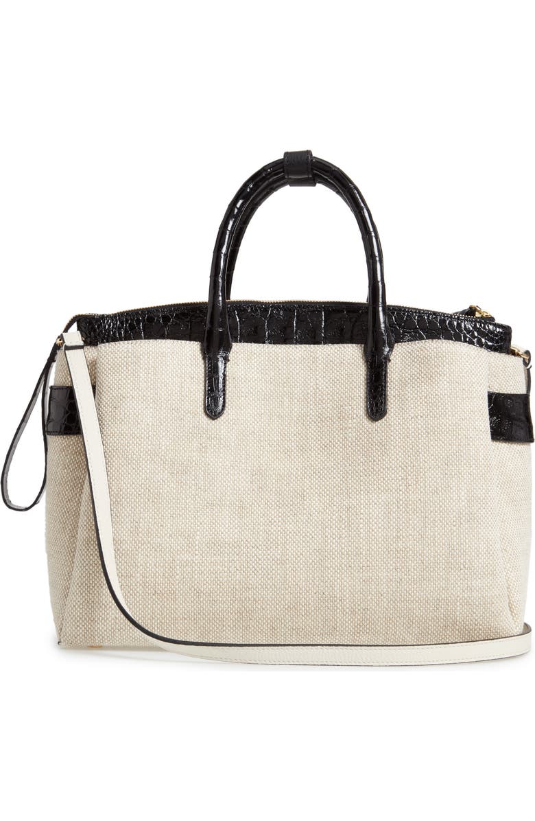 Nancy Gonzalez Large Cristie Linen & Genuine Crocodile Tote, Alternate, color,