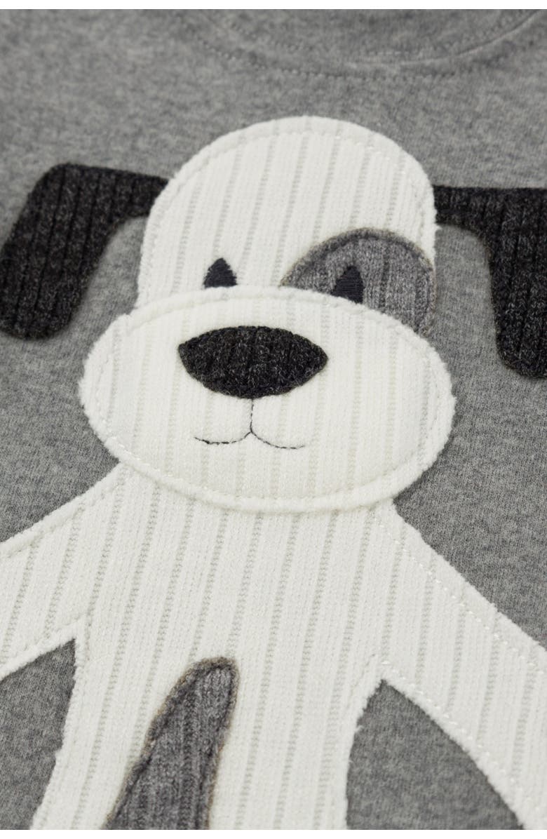 oh baby! Large Cream Puppy Applique Long Sleeve Two Piece Set, Alternate, color, Coal