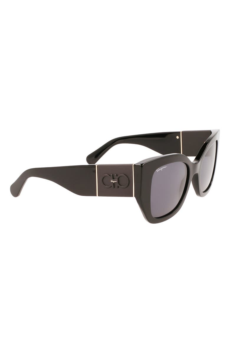 FERRAGAMO Gancini 51mm Gradient Modified Rectangular Sunglasses, Alternate, color, Black