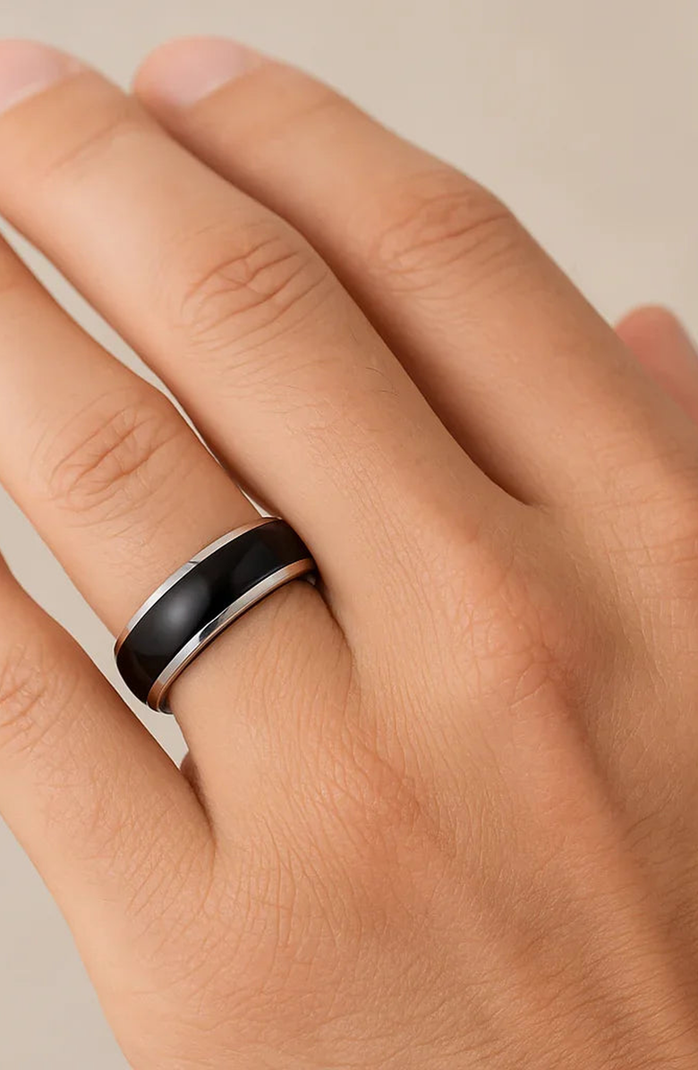 Larson Jewelers Carrera Domed Ceramic Tungsten Wedding Band, Alternate, color, 8Mm