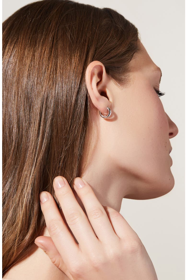 Giulia Huggie Hoop Earrings, Alternate, color, SILVER