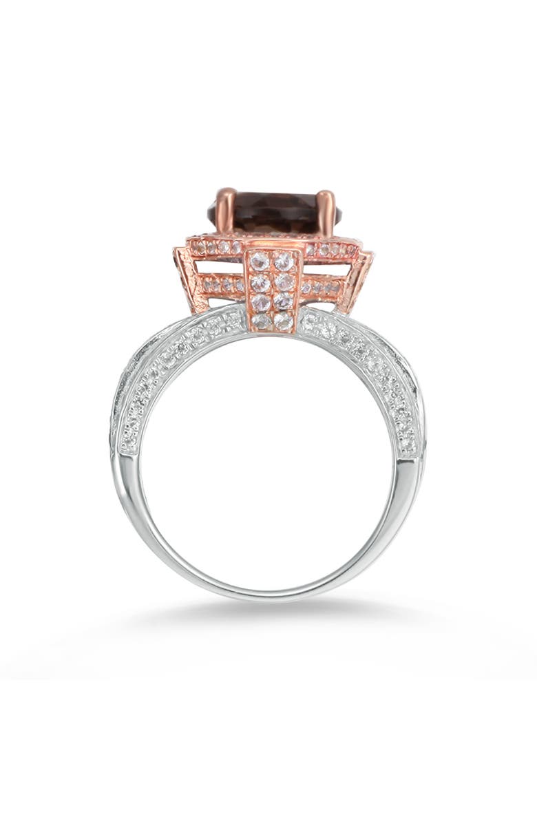 SUZY LEVIAN Two-Tone Smoky Quartz & White Topaz Halo Ring, Alternate, color, 