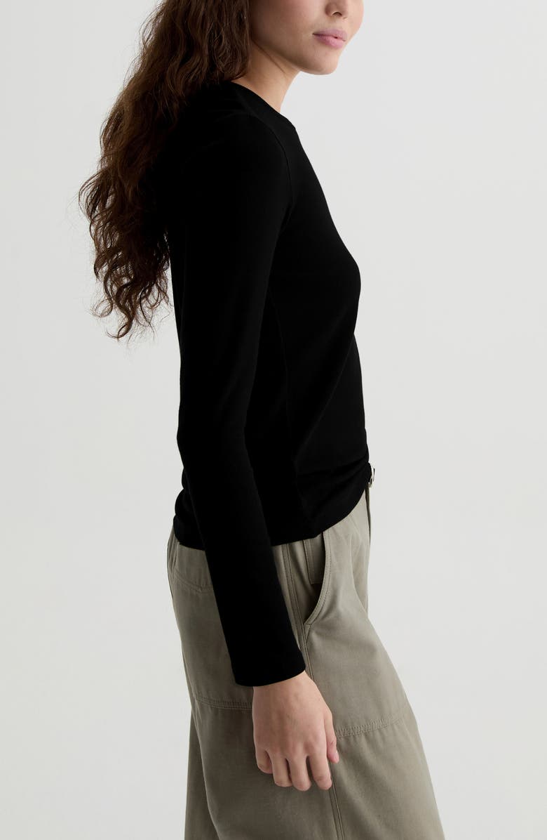 AG Julia Rib Long Sleeve Top, Alternate, color, Super Black