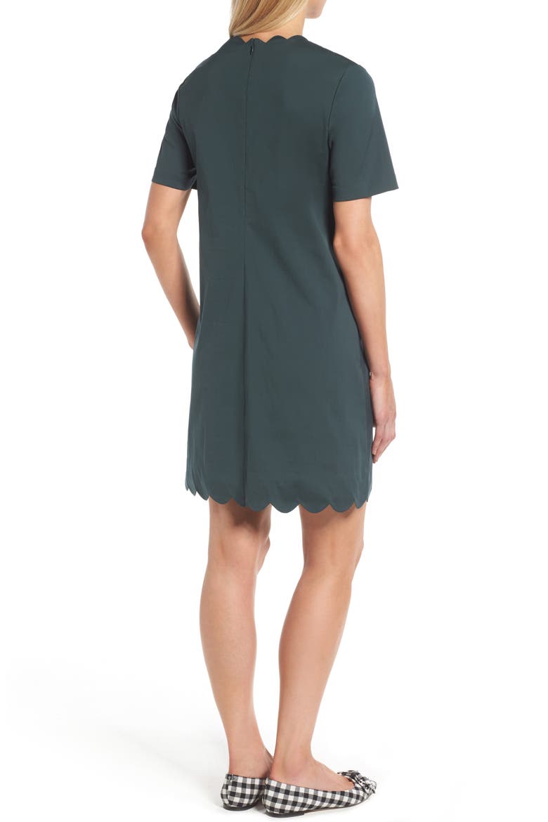 Scalloped Shift Dress, Alternate, color, GREEN GABLES