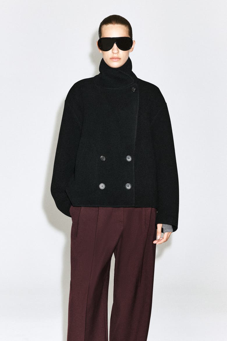 Oversized Double-Faced Wool Jacket, Alternate, color, BLACK