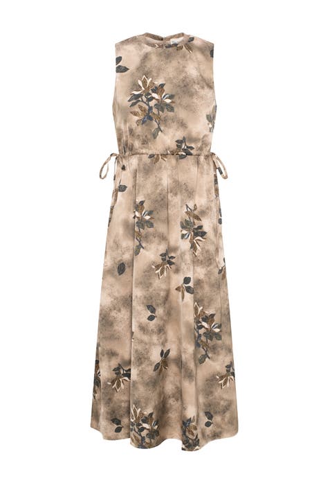 Floral Chiffon Bungee Waist Invisible Zipper Jumper