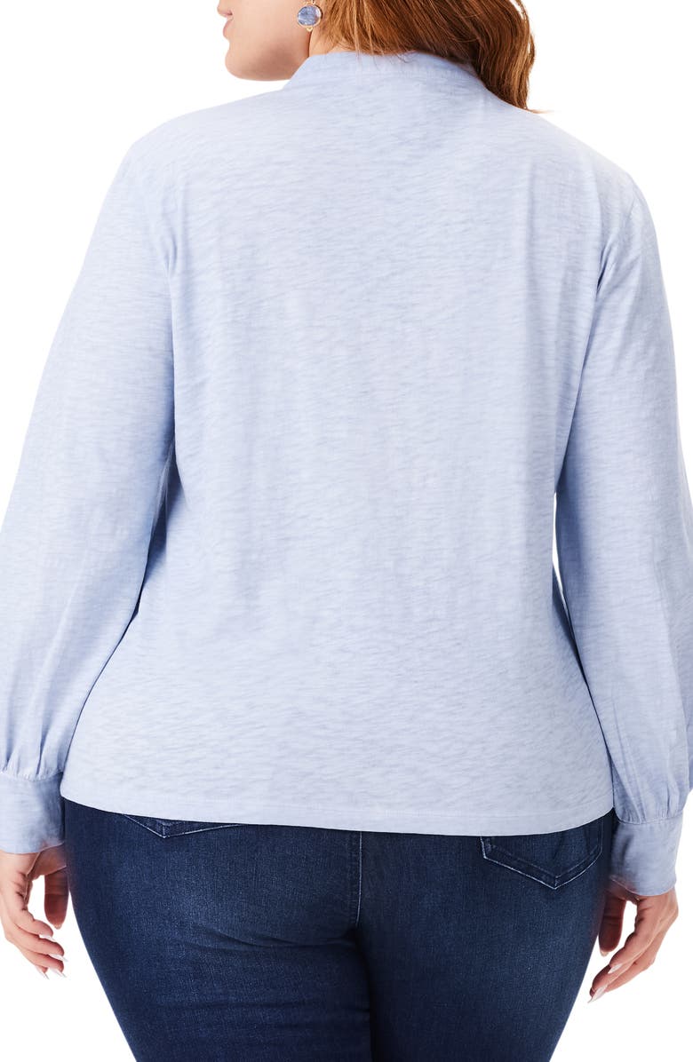 NIC+ZOE Blueline Embroidered Cotton Peasant Top, Alternate, color, 