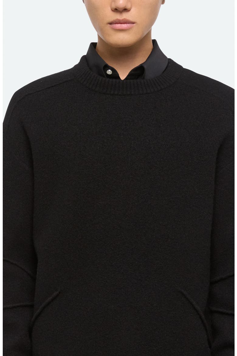 Boiled Merino Wool Crewneck Sweater, Alternate, color, BLACK - 001