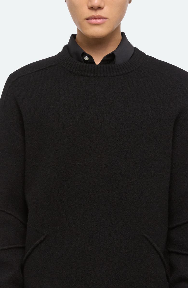 Helmut Lang Boiled Merino Wool Crewneck Sweater, Alternate, color, Black - 001