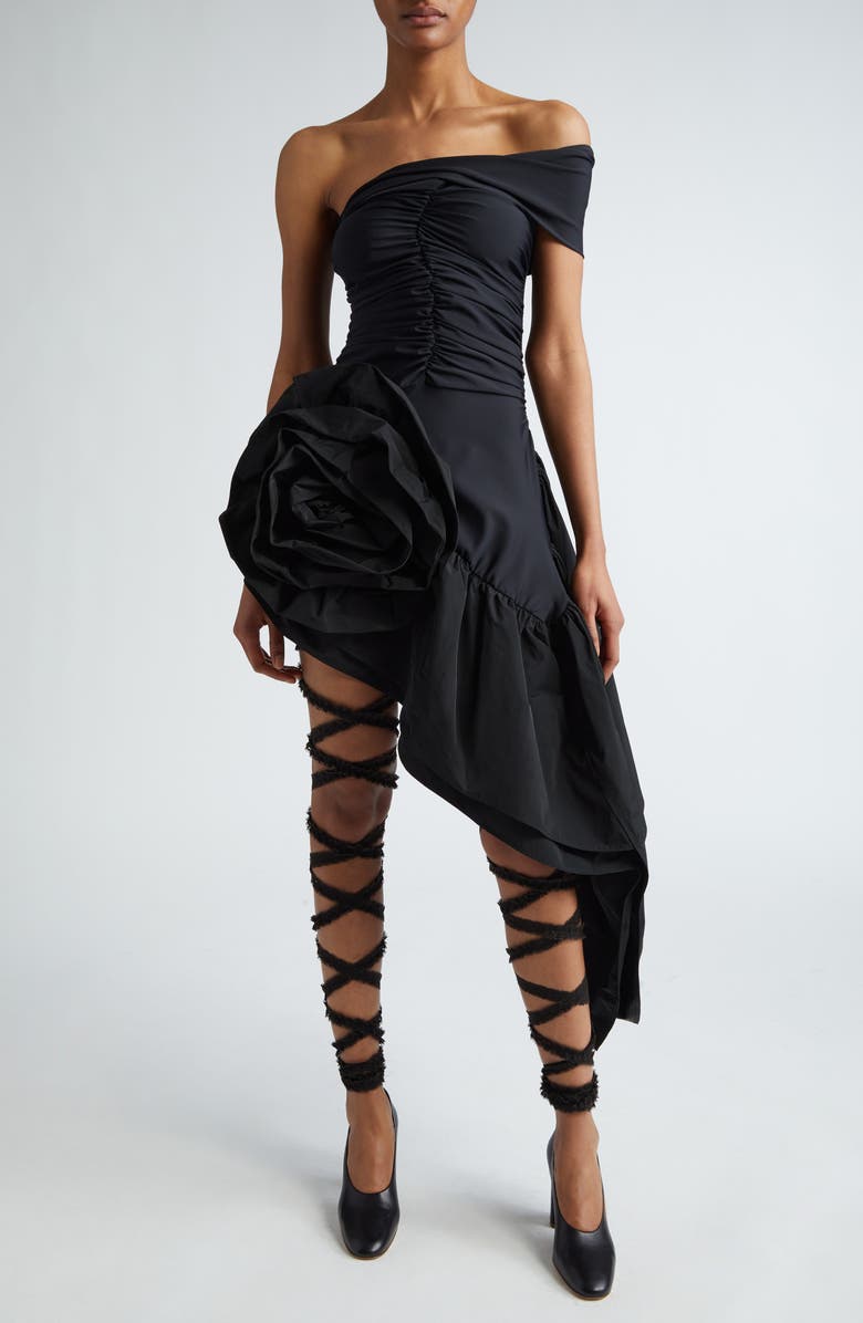 Vaquera Afterparty Rosette Strapless Asymmetric Dress, Main, color, 