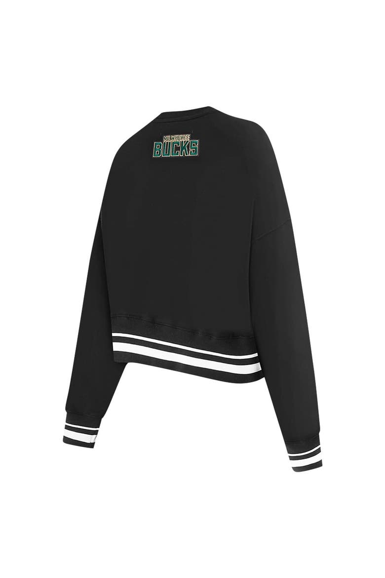 Women's Pro Standard Black Milwaukee Bucks Area Code Cropped Pullover Sweatshirt, Alternate, color, Black