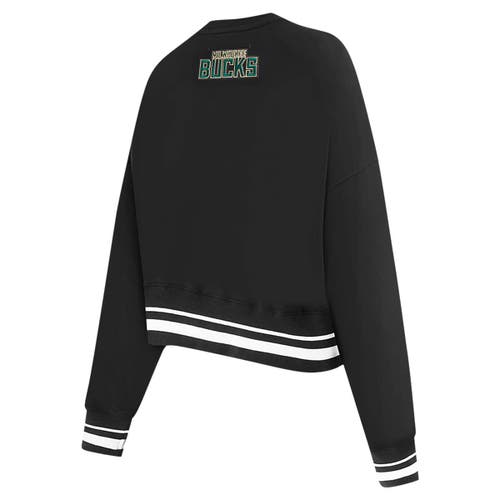 Pro Standard Black Milwaukee Bucks Area Code Cropped Pullover Sweatshirt