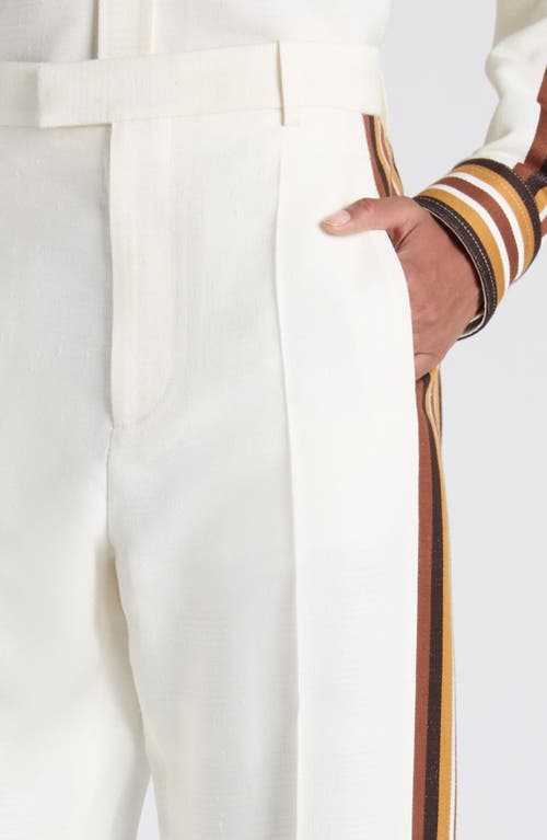 Bottega Veneta Sport Stripe Straight Leg Trousers In White