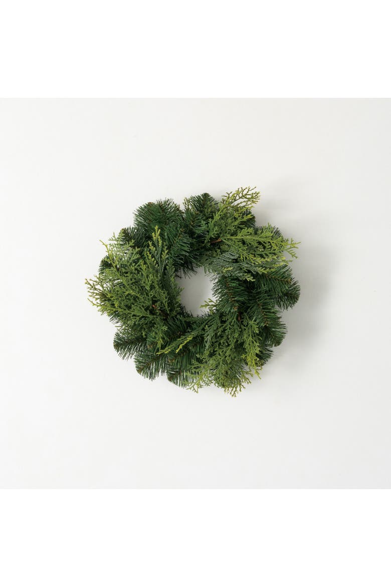 Sullivan's Christmas Douglas Fir Candle Ring, Dark Green Faux Floral Decor for Crafting, Weddings, Home and Holiday Decoration, 12 Inch, Main, color, Green