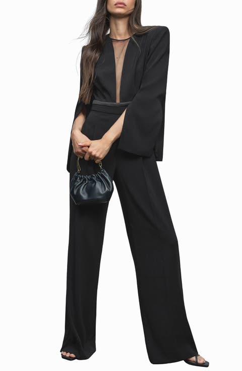 Evora Plunge Neck Split Sleeve Jumpsuit