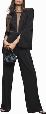 Reiss Evora Plunge Neck Split Sleeve Jumpsuit