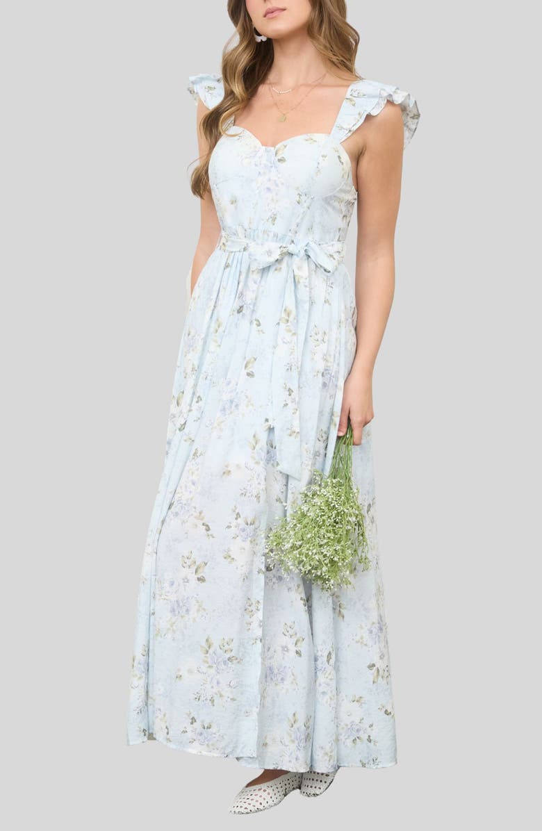 Blu Pepper Floral Print Ruffle Maxi Dress, Alternate, color, 