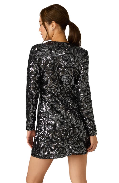 Steve Madden Faroe Long Sleeve Sequin Minidress In Black