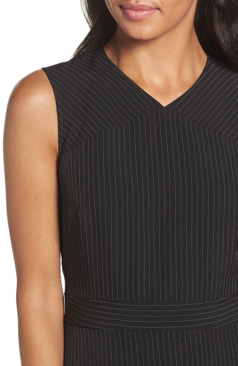 Tahari Pinstripe Fit & Flare Dress, Alternate, color,