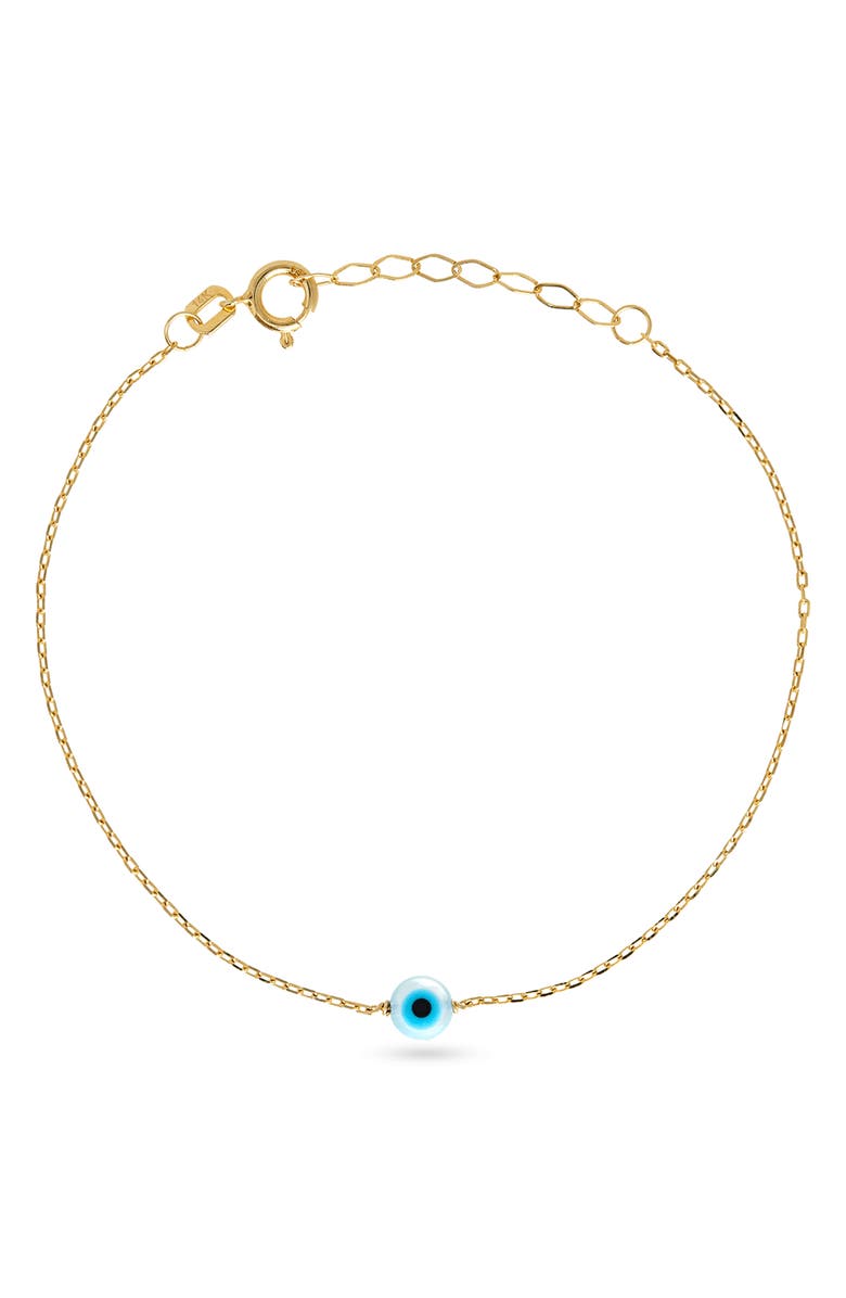STONE AND STRAND Mother-of-Pearl Evil Eye Bracelet, Main, color, 