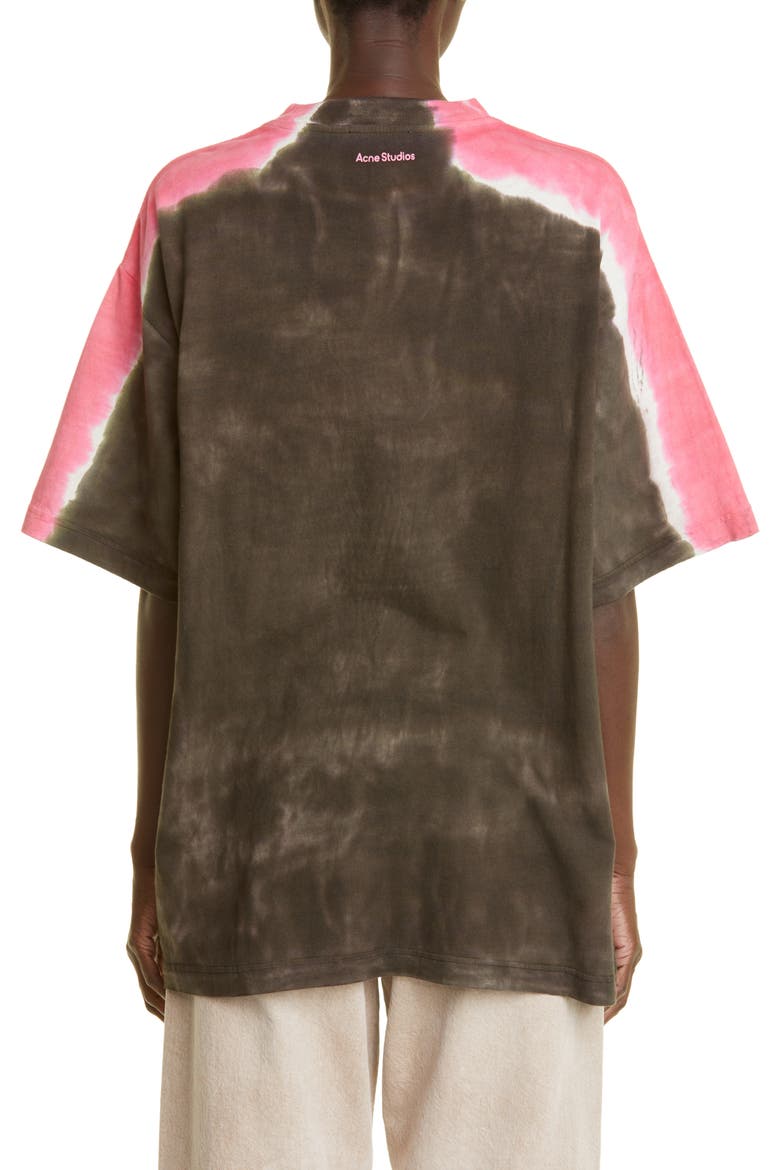Edra Couer Tie Dye Cotton Graphic Tee, Alternate, color, DARK BROWN/ PINK