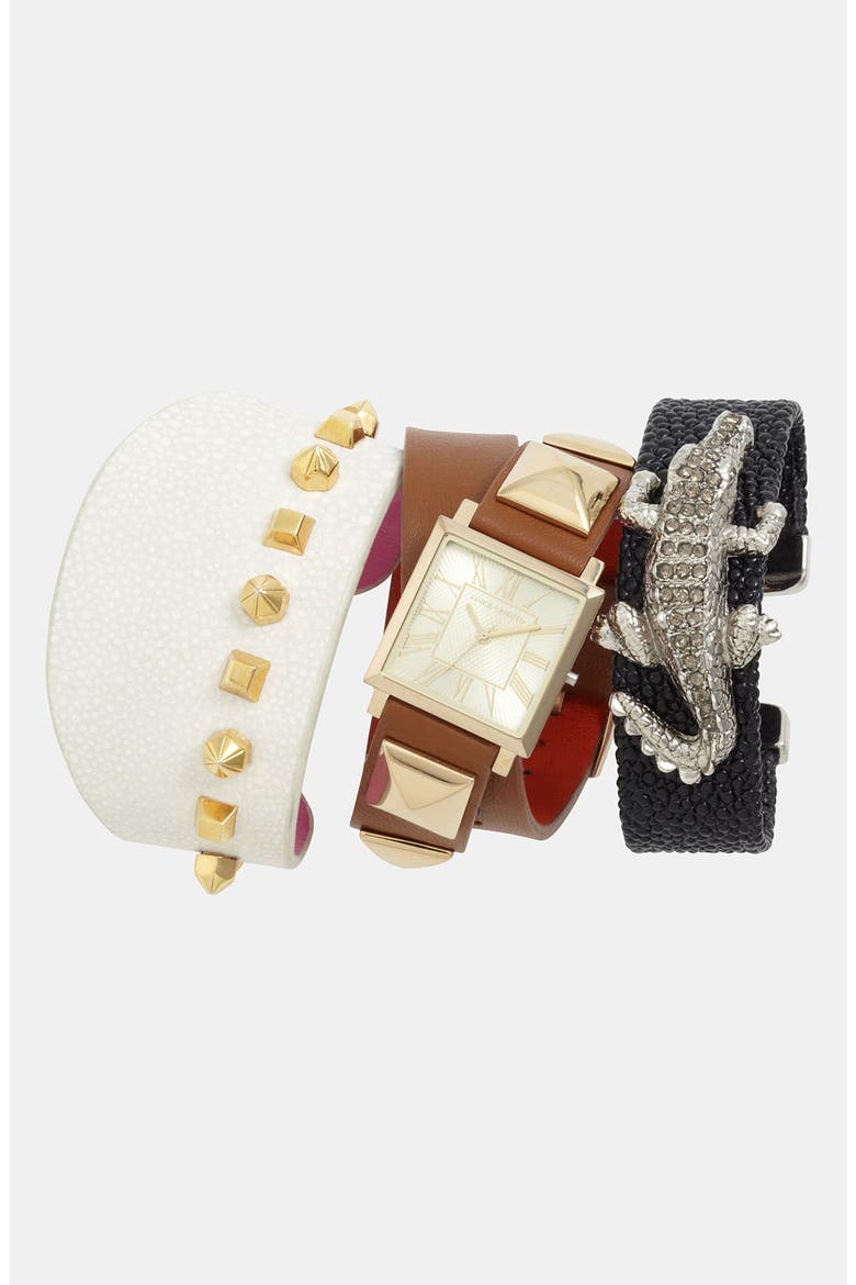 'Creature' Cuff, Alternate, color, ALLIGATOR- BLACK MULTI/ SILVER