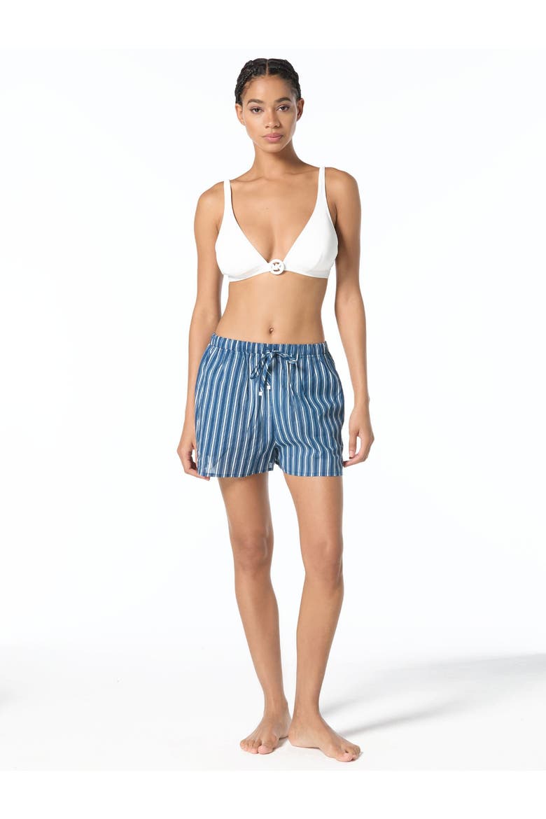Marina Stripe Coverup Shorts Swim, Main, color, River Blue