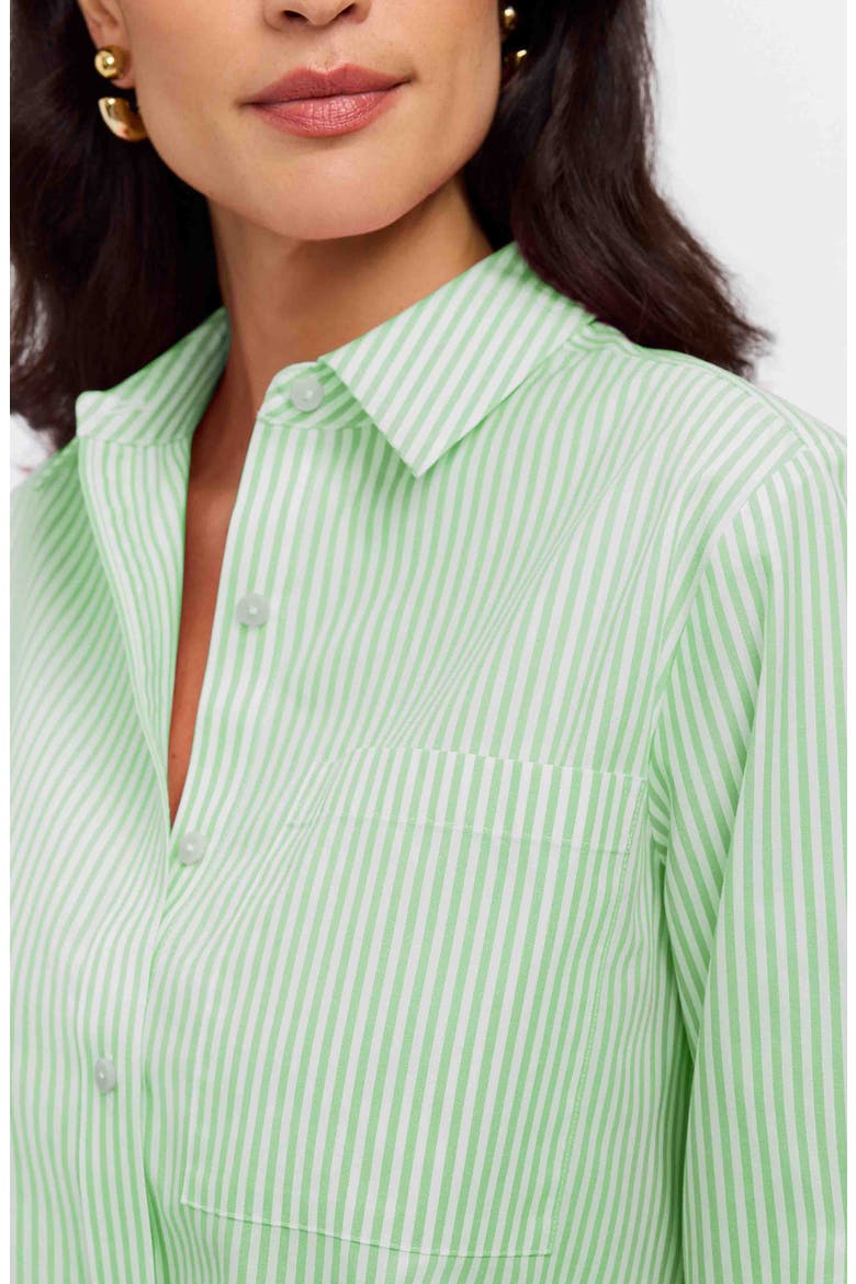 Jodie Stripe Cotton Button-Up Shirt, Alternate, color, MOJITO GREEN/ WHITE