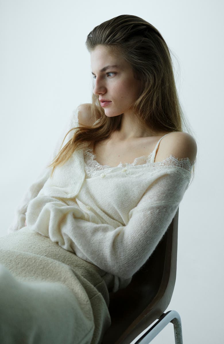 MANGO Lace Trim Camisole, Alternate, color,