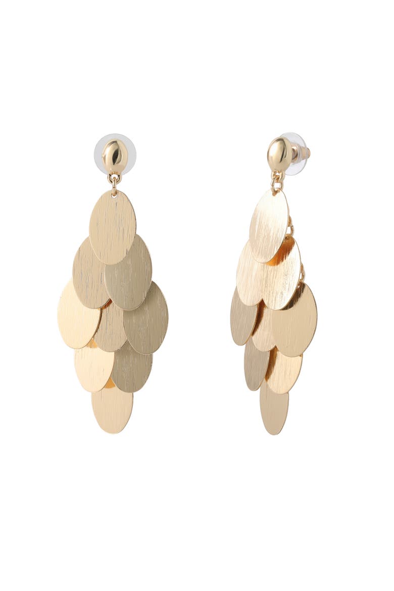 Dangling Petal Earrings Gold-Tone, Large Drop Earrings for Women, Main, color, Gold-Tone