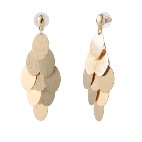 Dangling Petal Earrings Gold-Tone, Large Drop Earrings for Women