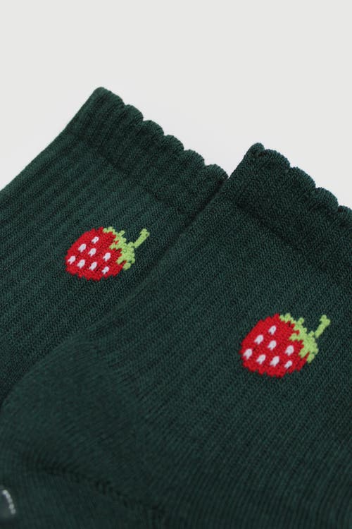 Fraise Garden Party Quarter Crew Grip Socks In Green