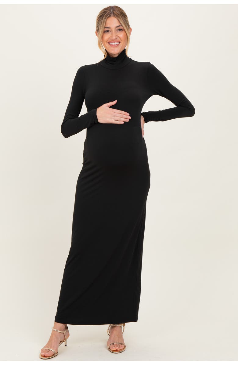 PinkBlush Turtleneck Long Sleeve Maxi Dress, Alternate, color, Black