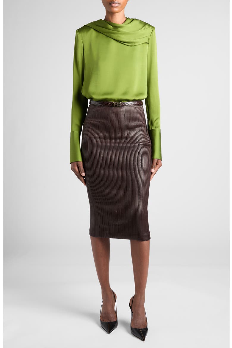 Draped Silk Georgette Top, Main, color, LIME GREEN