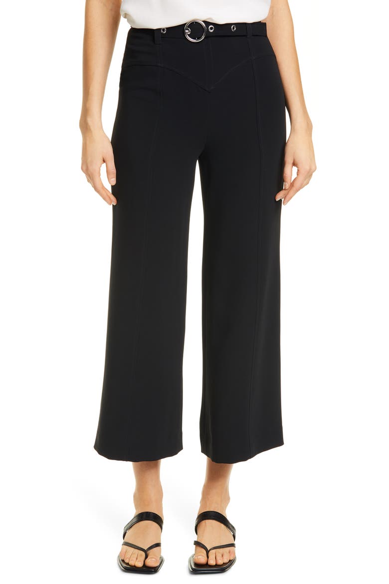 Polly Belted Wide Leg Pants, Main, color, BLACK