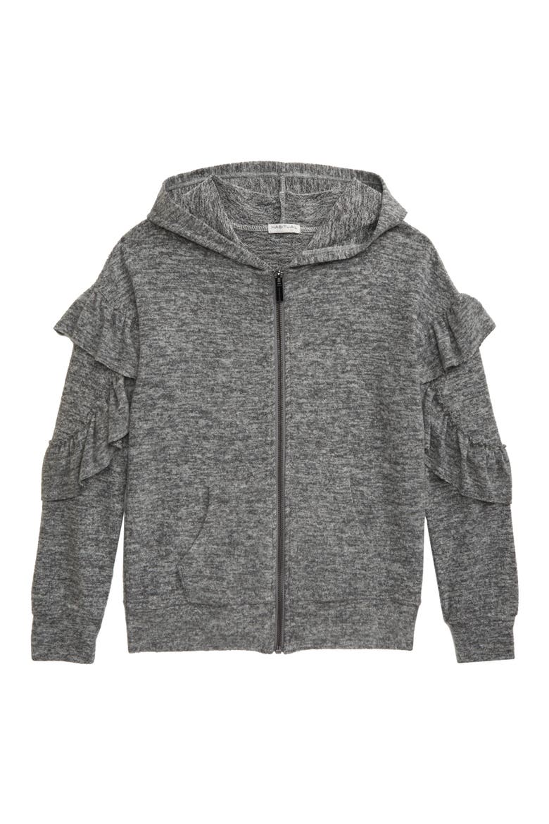 Kids' Kinsley Ruffle Hooded Sweatshirt, Main, color, GREY