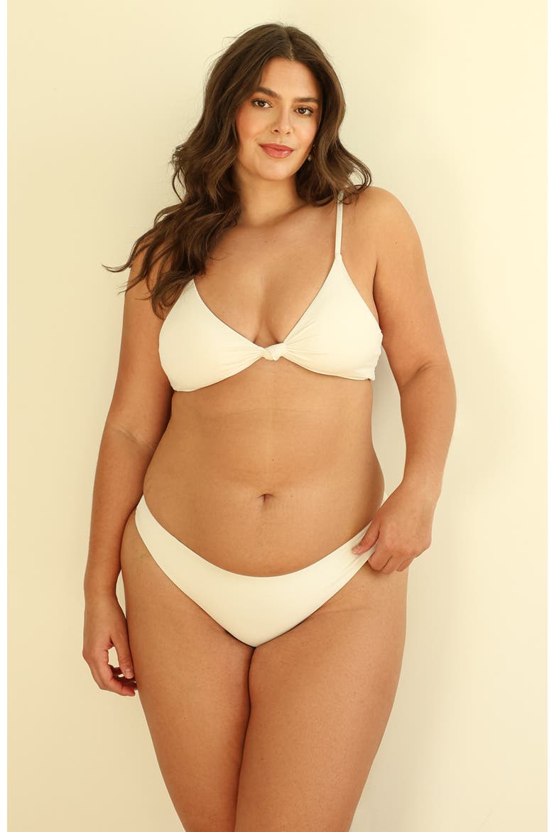 Zen Knotted Triangle Bikini Top, Alternate, color, Ivory