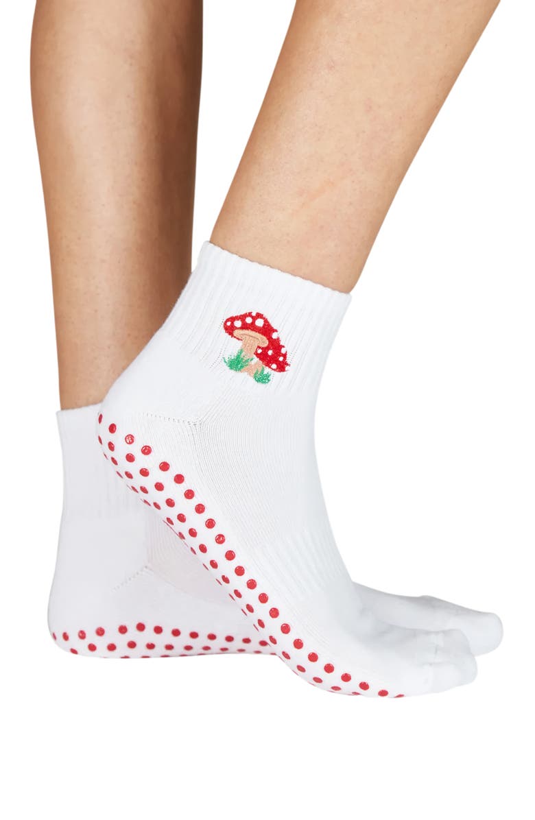 Souls. Mushroom Ankle Grip Socks, Main, color, White