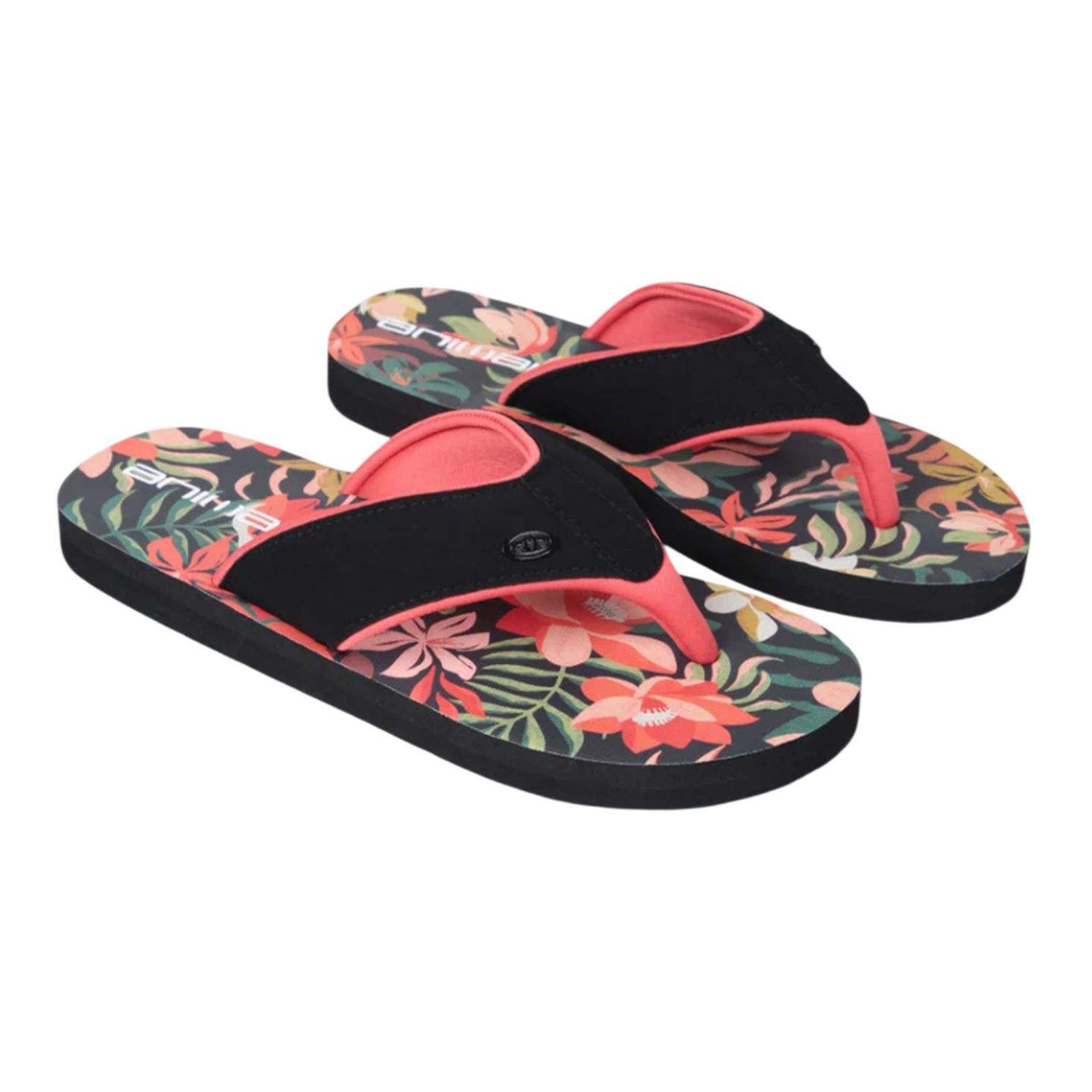 Leaf Print Flip Flops, Main, color, Bright Orange