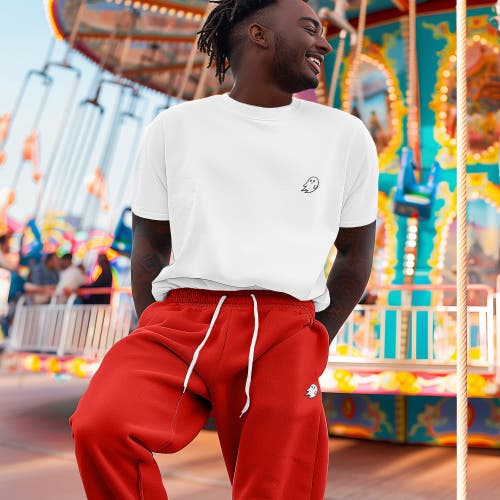 Dalix Mens Ghost Fleece Jogger Sweatpants In Red