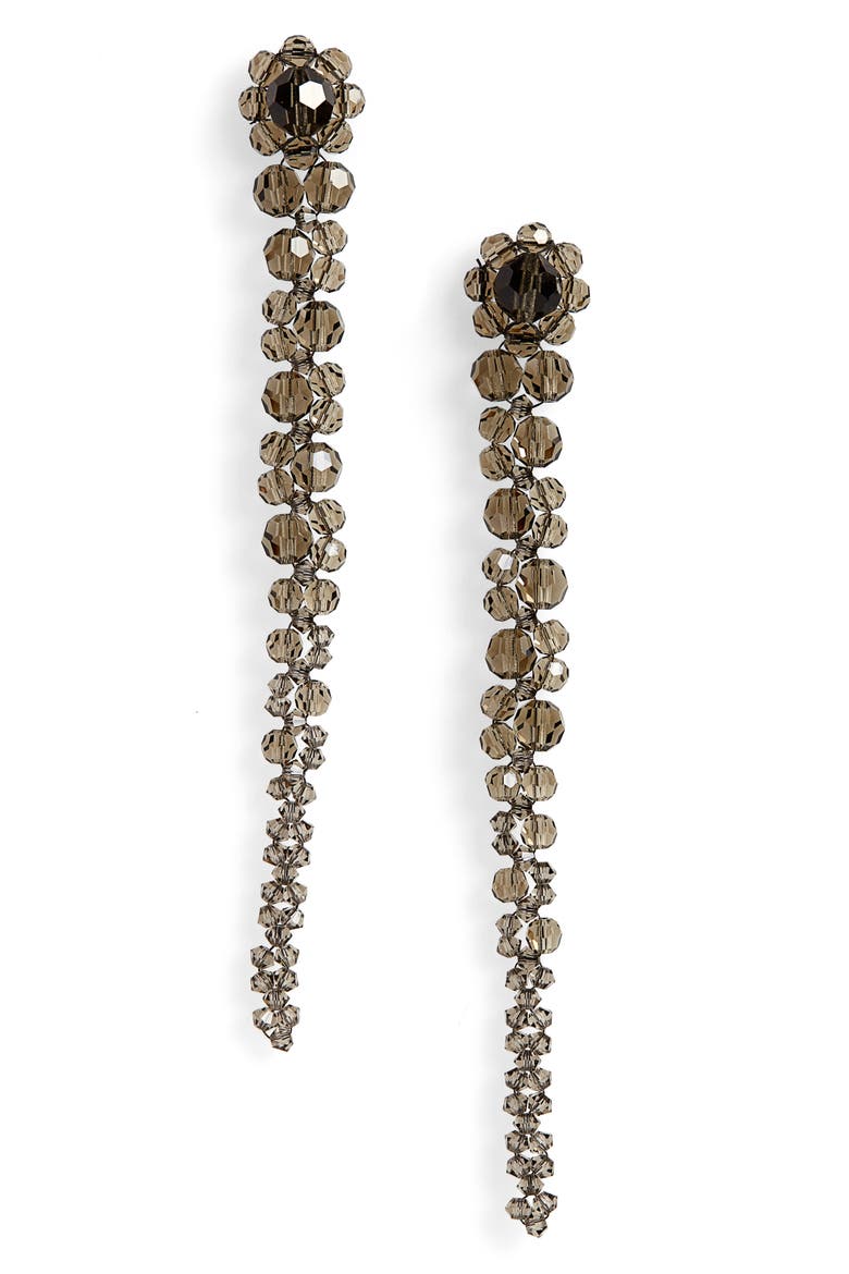 Beaded Drop Earrings, Main, color, SMOKE