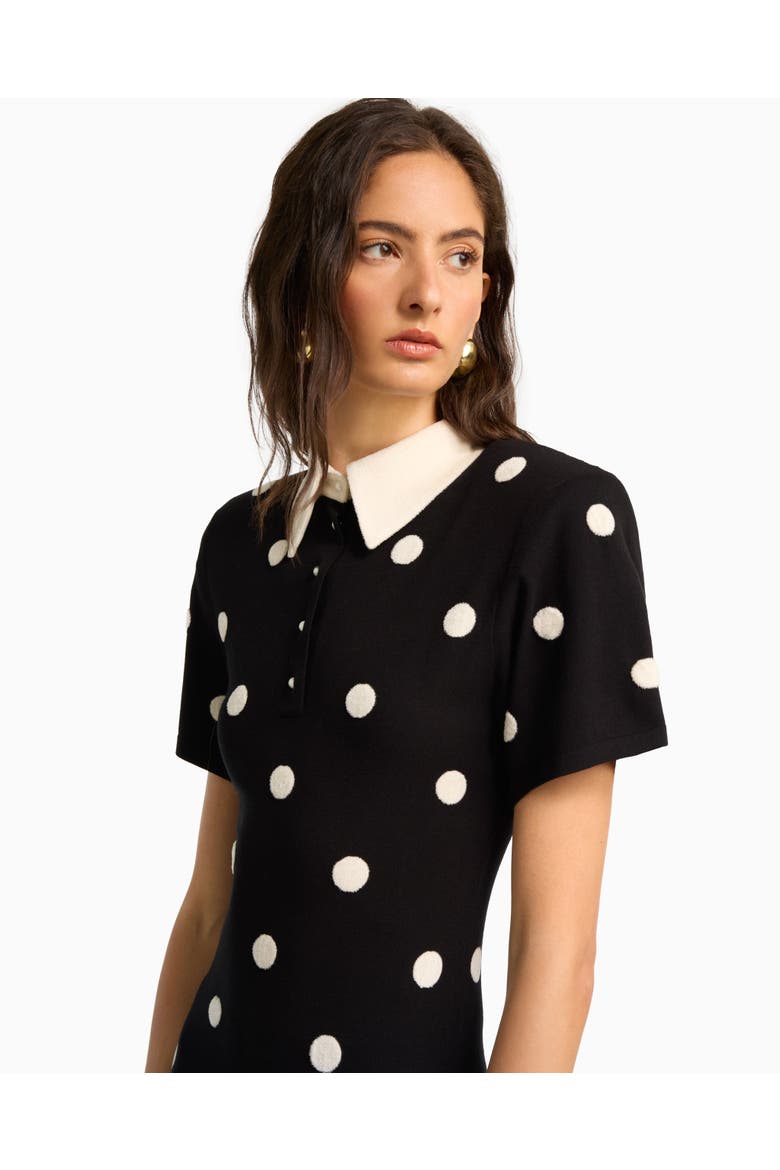 Devon polka dot midi dress in noir, Alternate, color, Black
